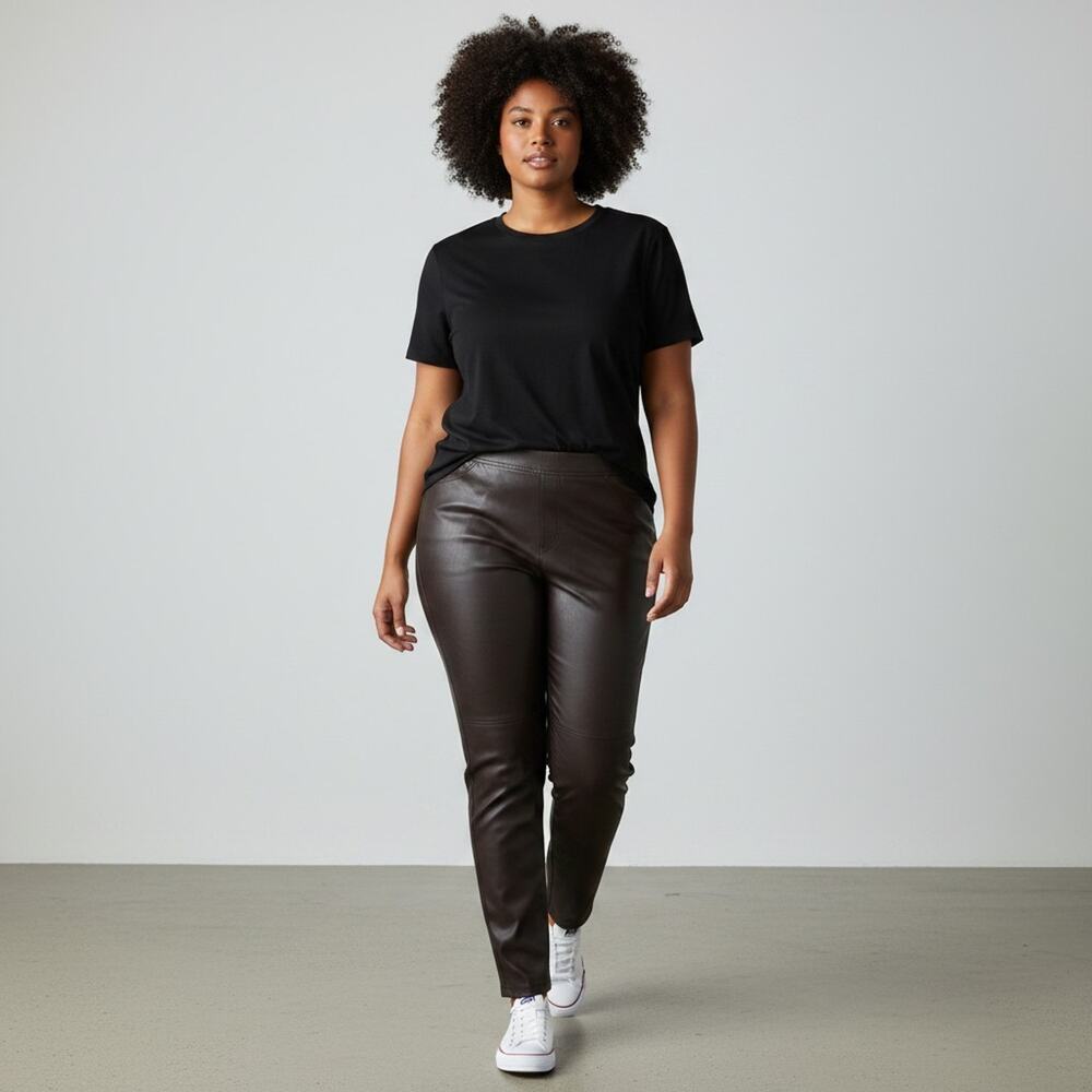 NWT J Jill Brown Vegan Leather Pant Faux Leather Fabric Womens Size XL
